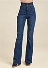 Detail side view Pintuck Semi-Flare Jeans