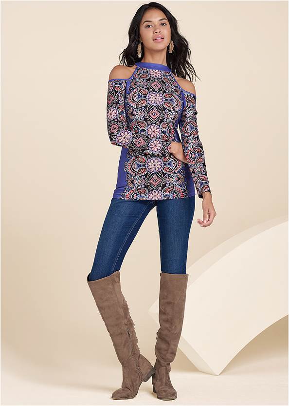 Alternate View Paisley Cold-Shoulder Top