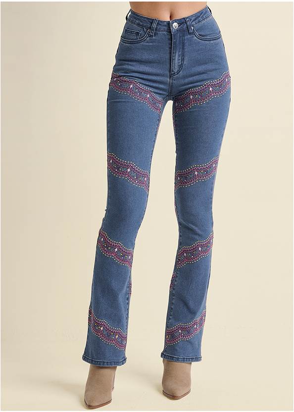 Front View Embellished Bootcut Jeans