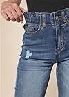 Detail front view Elastic Waistband Cuffed Jeans