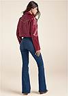Full back view Faux-Leather Grommet Jacket