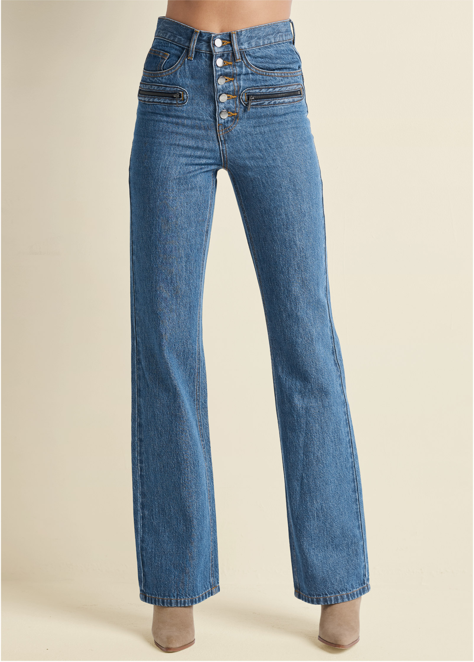 relaxed fit button fly jeans