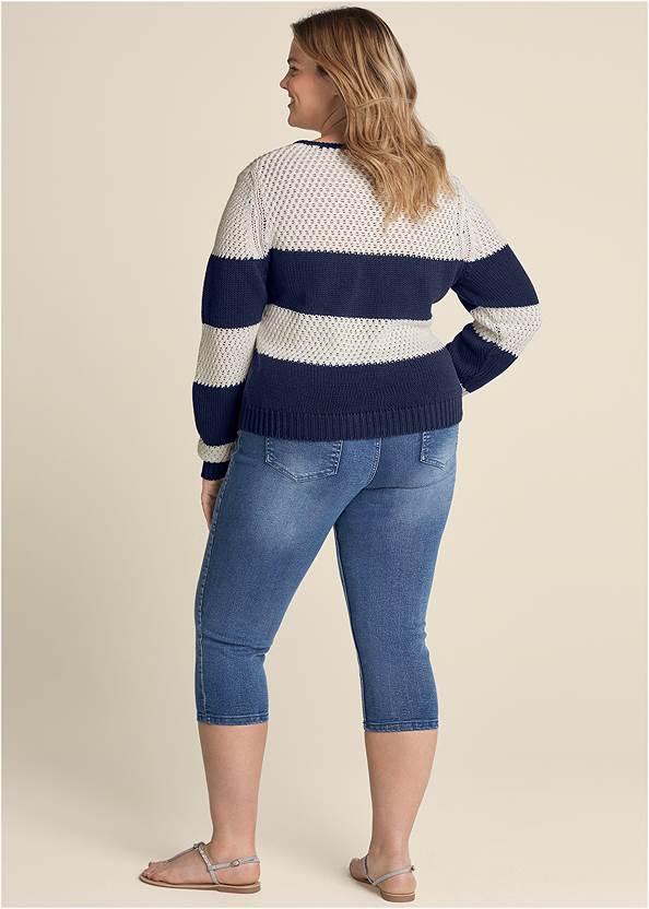 Back View Open Knit Beach Sweater