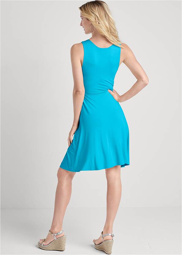 Full back view Twist Front A-Line Dress
