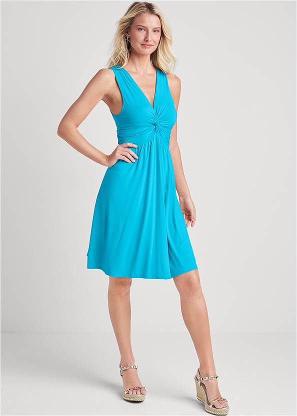 Full front view Twist Front A-Line Dress
