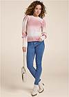 Full front view Ombre Balloon Sleeve Sweater 