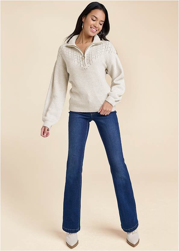Bootcut Jeans,Lace Detail Quarter Zip Sweater,Cold-Shoulder Sweater,Basic Cami Two Pack,Slim Jeans,Pointy Toe Lace-Up Booties,High Heel Strappy Sandals,Hoop Detail Earrings