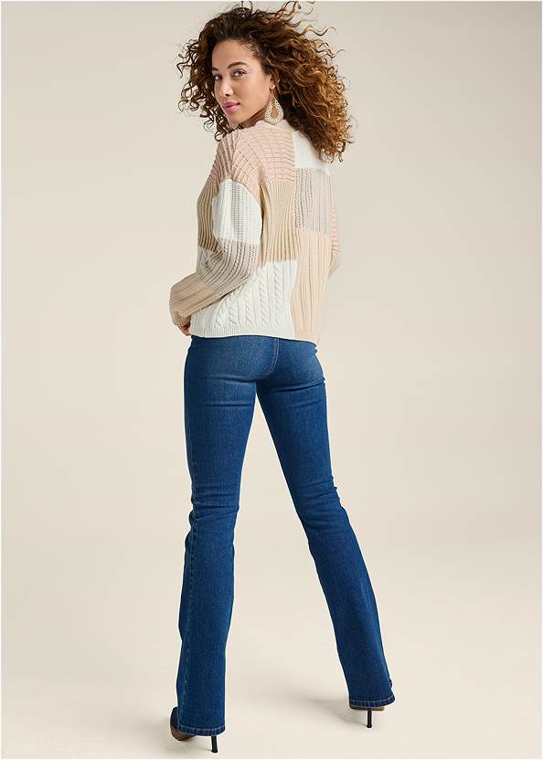 Full back view Patchwork Cable Knit Cardigan