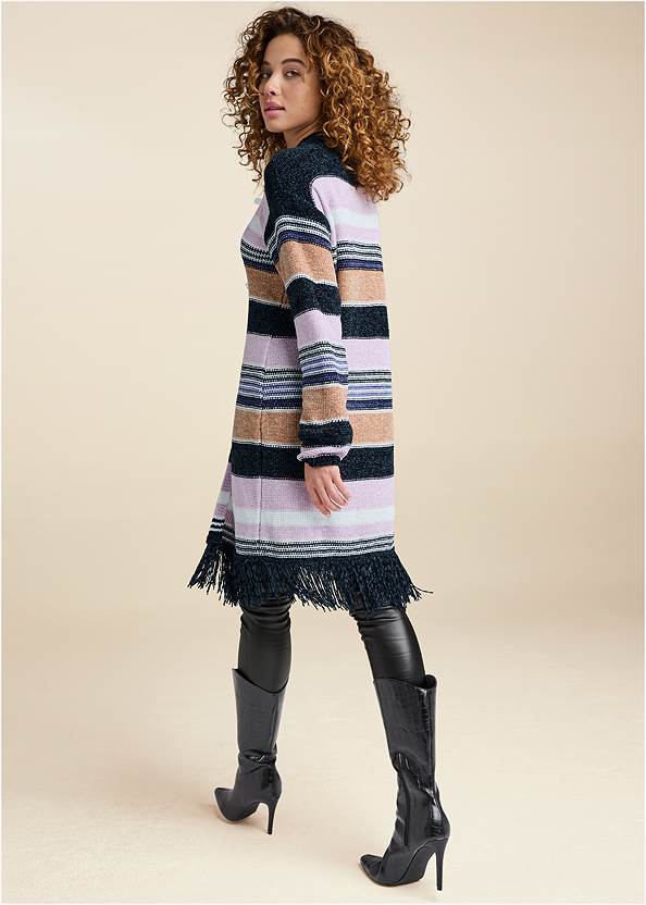 Full back view Chenille Striped Cardigan