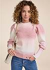 Cropped Front View Ombre Balloon Sleeve Sweater 