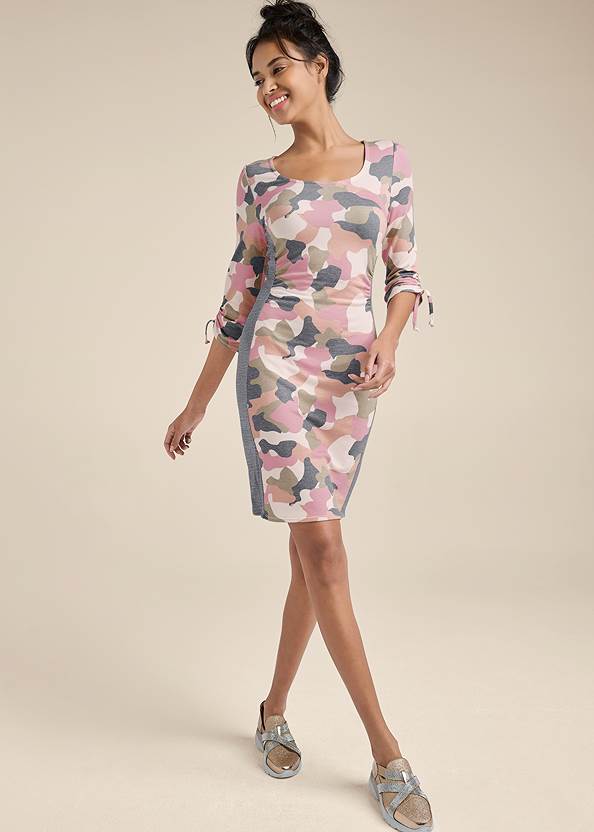 Full front view Camo Color Block Dress