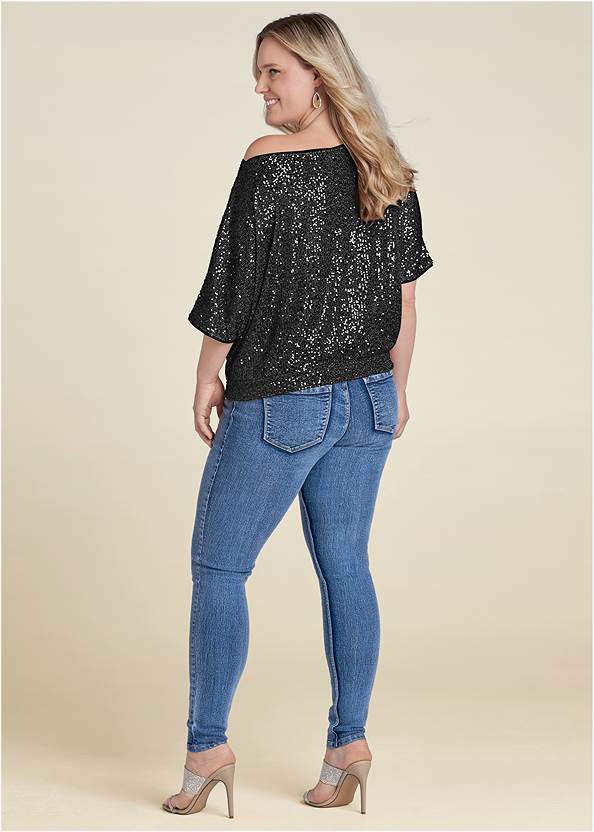 Plus Size Off The Shoulder Sequin Top