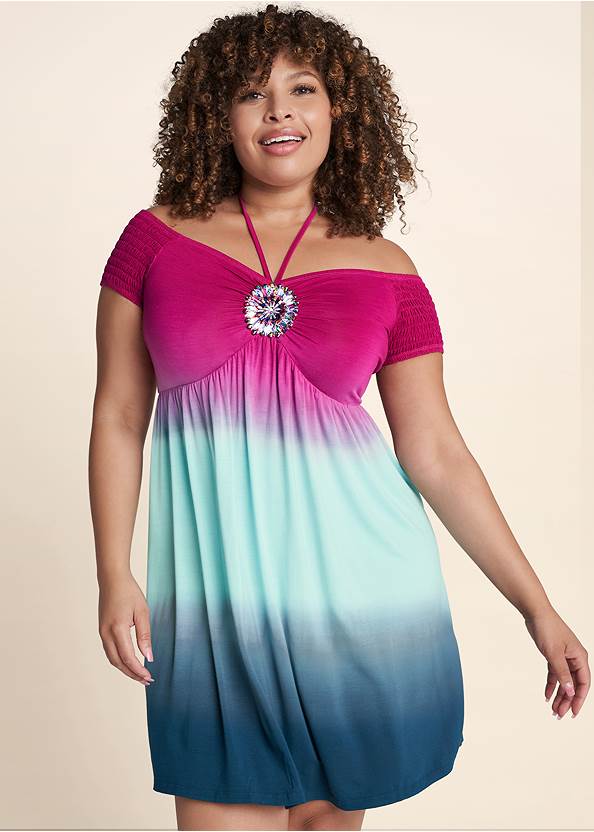 Front View Embellished Ombre Dress