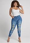 Full Front View Embroidered Skinny Jeans