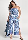 Full Front View Printed Tie Jumpsuit