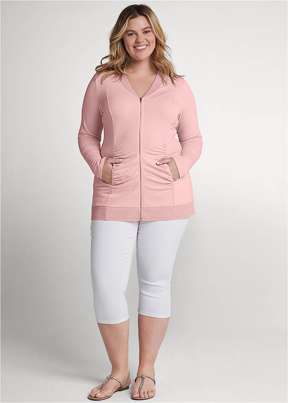 Full Front View Ruched Lounge Jacket