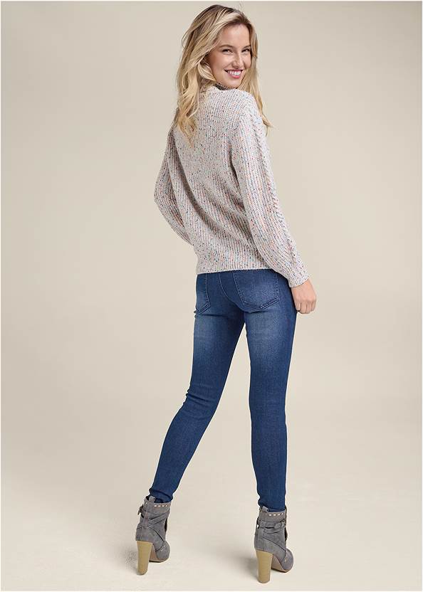Full back view Popcorn Cable Knit Sweater