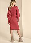 Back View Belted Midi Sweater Dress