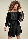 Cropped Front View Off-The-Shoulder Lace Dress