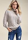 Front View Popcorn Cable Knit Sweater