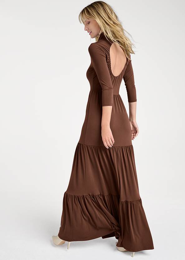 Full back view Open Back Tiered Long Dress