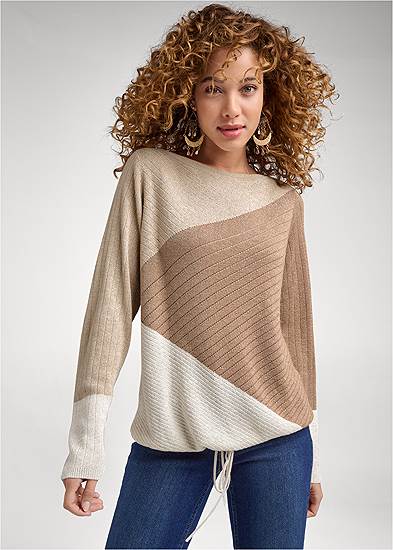 Lurex Color Block Sweater
