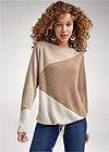 Cropped front view Lurex Colorblock Sweater