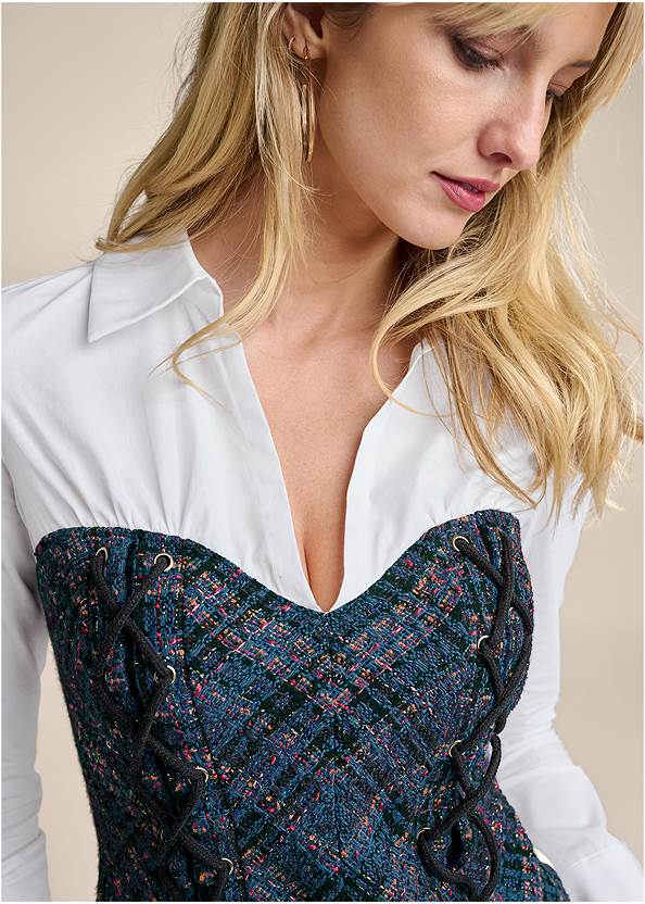 Detail  view Layered Tweed Bustier Top