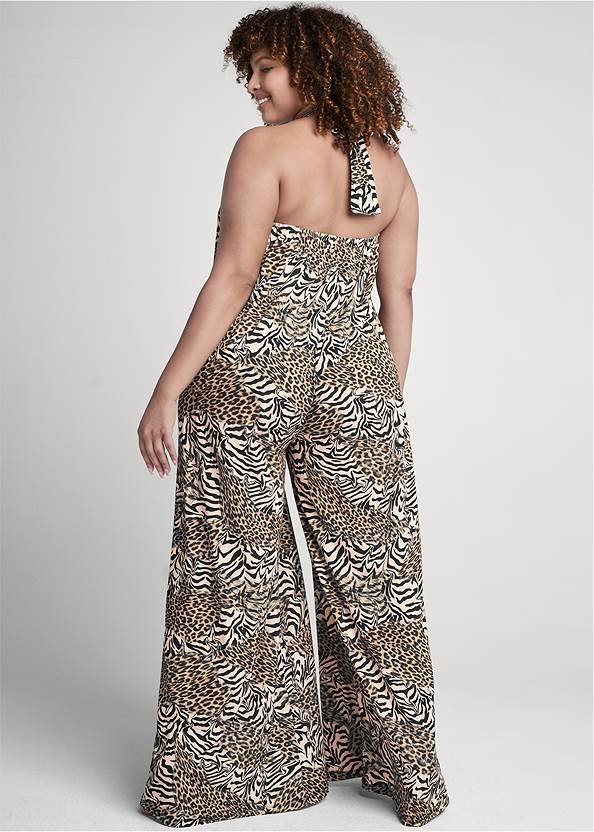 Back View Abstract Animal Print Jumpsuit