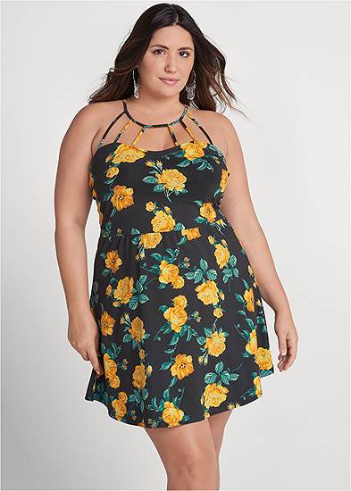 Plus Size Strappy Detail A-Line Dress, Any 2 For $49