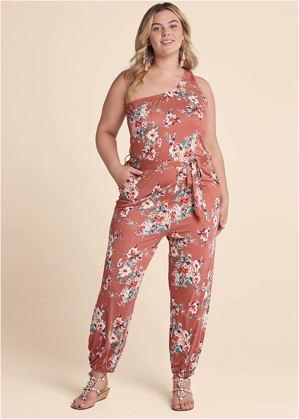 Full Front View One-Shoulder Jumpsuit