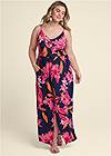 Full Front View Button-Front Maxi Dress