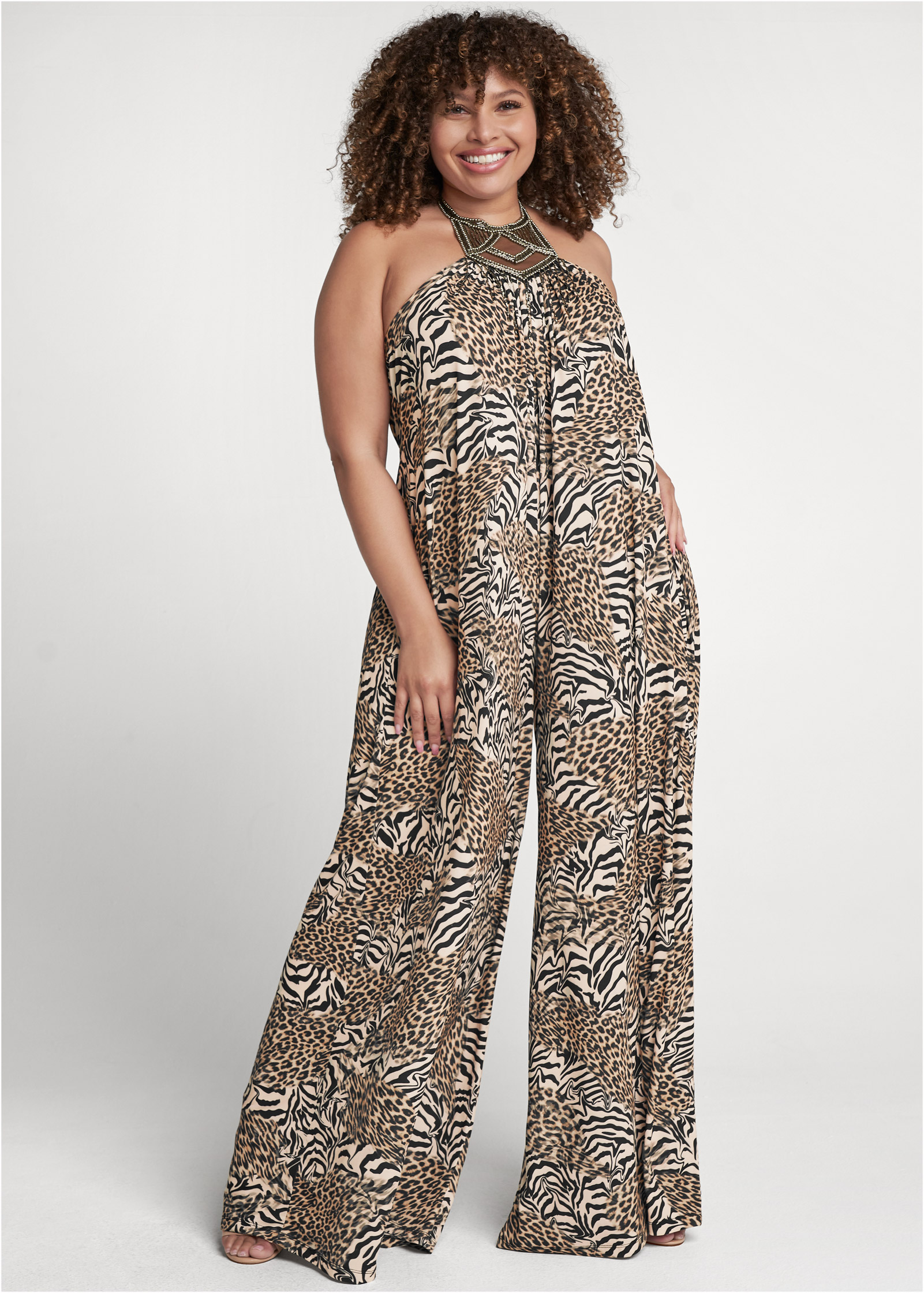 plus size printed jumpsuit