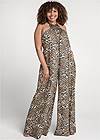 Front View Abstract Animal Print Jumpsuit