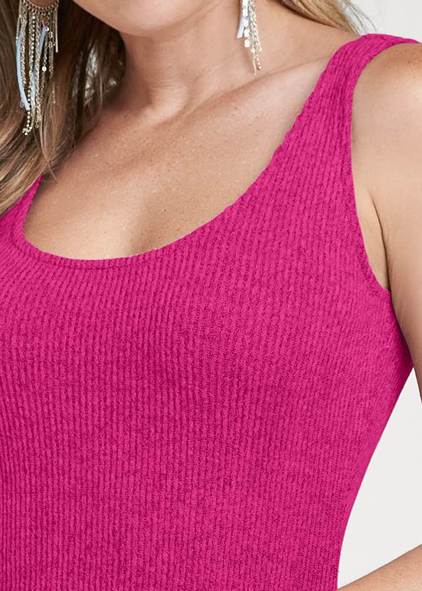 Detail front view Casual Ribbed Dress