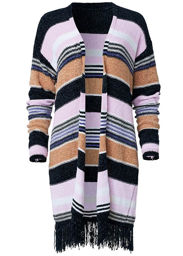 Ghost with background  view Chenille Striped Cardigan