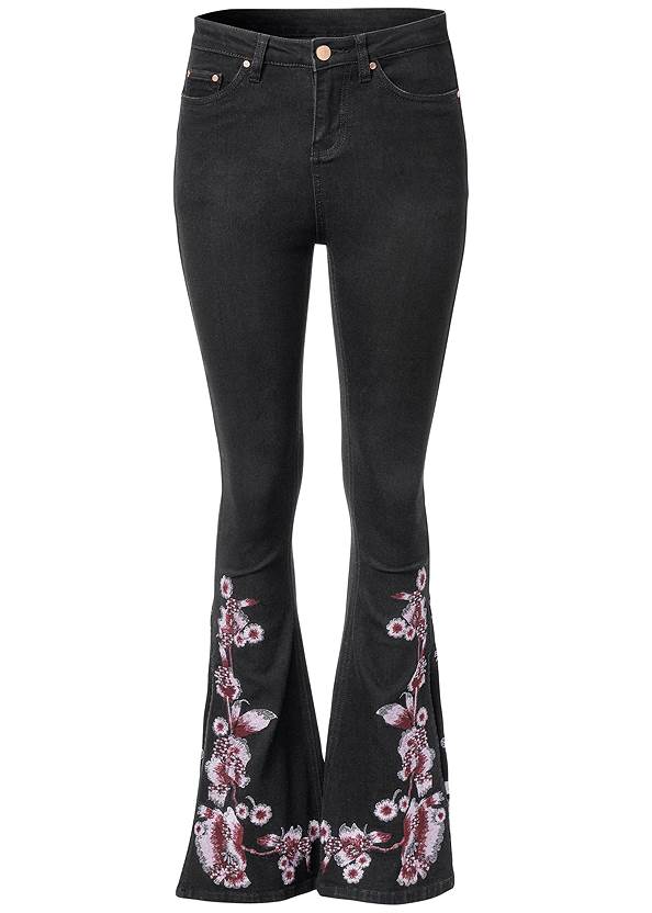 Ghost with background  view Slit Flare Floral Jeans