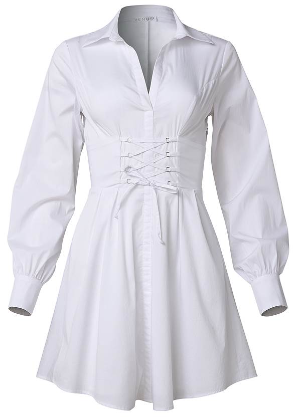 Ghost with background  view Corset Waist Shirt Dress