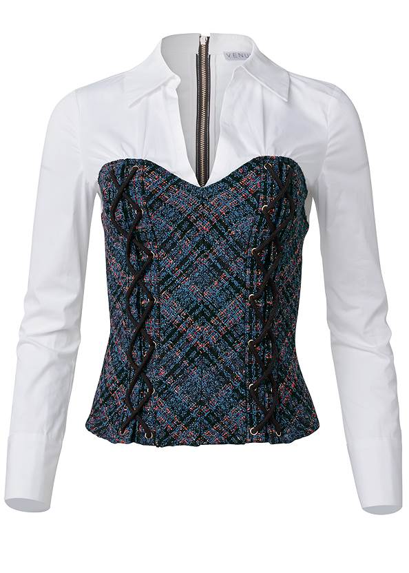 Ghost with background  view Layered Tweed Bustier Top