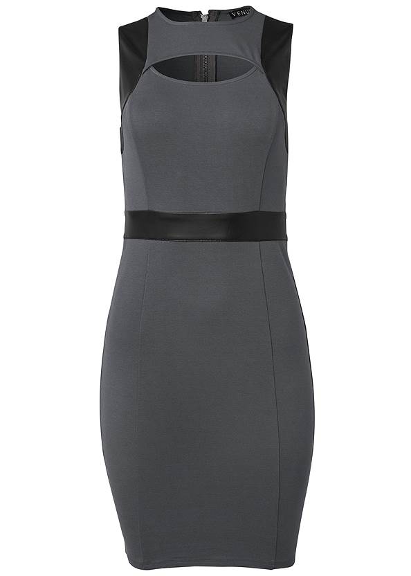 Ghost with background  view Faux Leather Detail Bodycon Dress