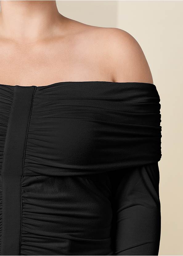 Alternate View Ruched Off-The-Shoulder Top