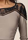 Detail front view Lace Neckline Ruched Top