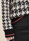 Detail front view Chunky Knit Houndstooth Turtleneck Sweater
