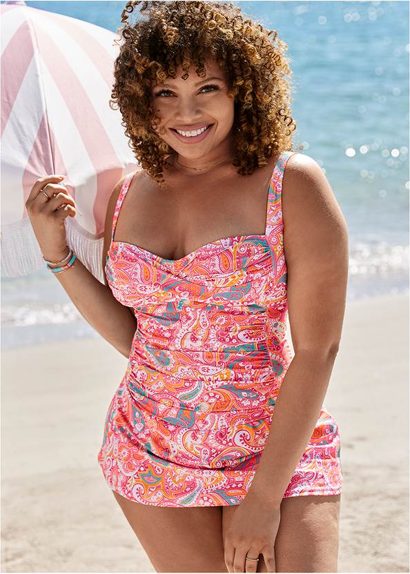 Slimming Skirted One-Piece,Sexy Slimming Swim Dress,Tiered Maxi Cover-Up,Sleeveless Cover-Up Duster,Rhinestone Thong Sandals