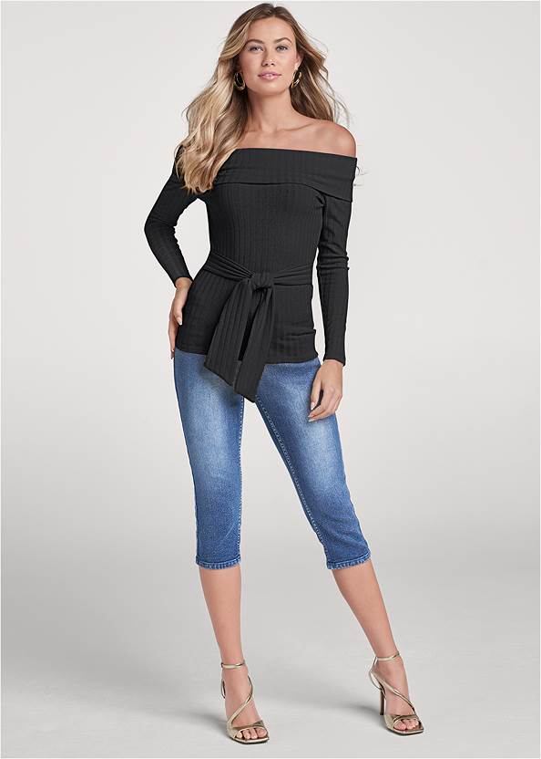 Alternate View Ribbed Off-The-Shoulder Top