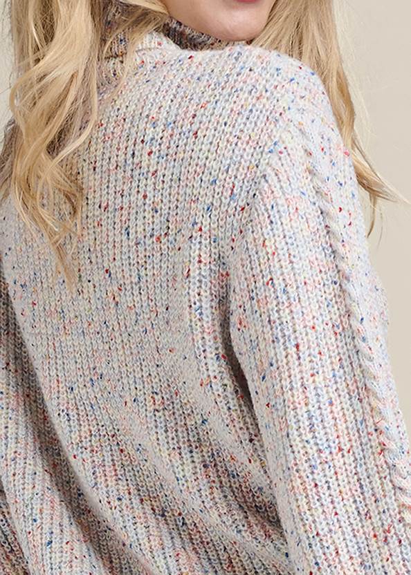Detail back view Popcorn Cable Knit Sweater