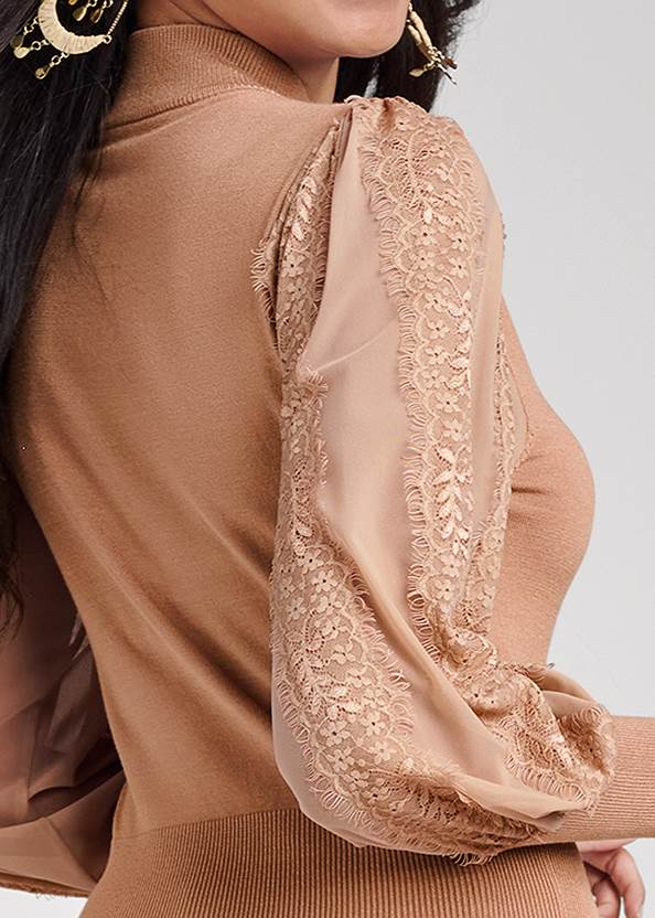 Detail back view Lace Balloon Sleeve Sweater