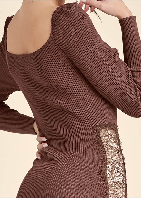 Detail back view Lace Detail Sweater Dress