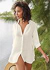 Full front view Button Down Cover-Up Shirt