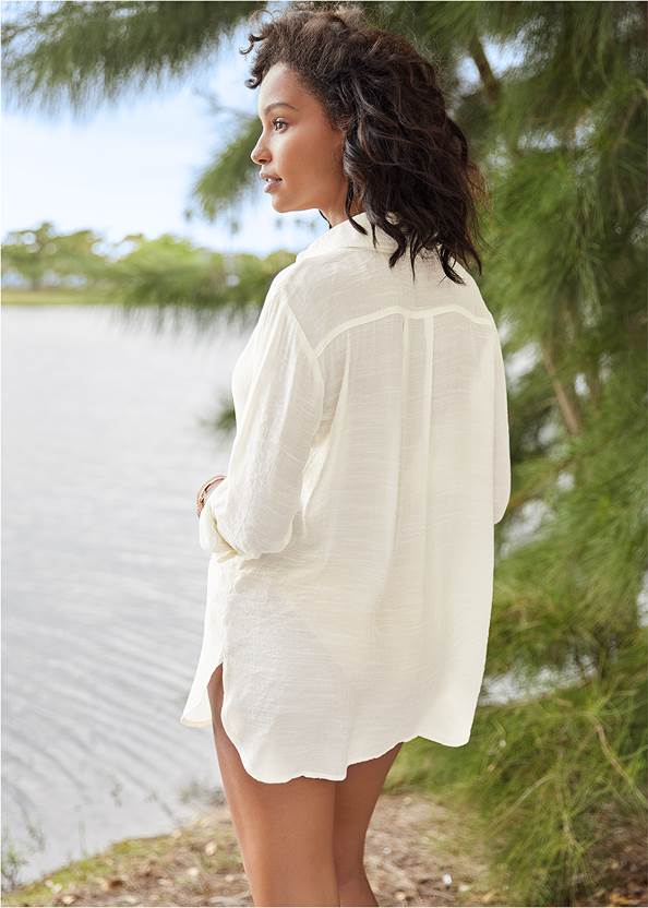 Back View Button Down Cover-Up Shirt